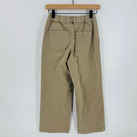 Oak + Fort Tan Wide Leg Cropped Trousers Size Small Minimalist Capsule Wardrobe - Picture 2 of 7